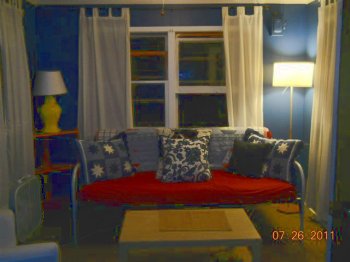 The Livingroom in Cabin #1 is comfortable and clean.