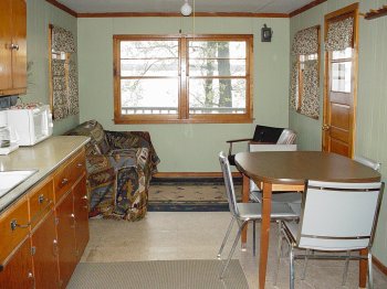 The Livingroom in Cabin #1 is comfortable and clean.